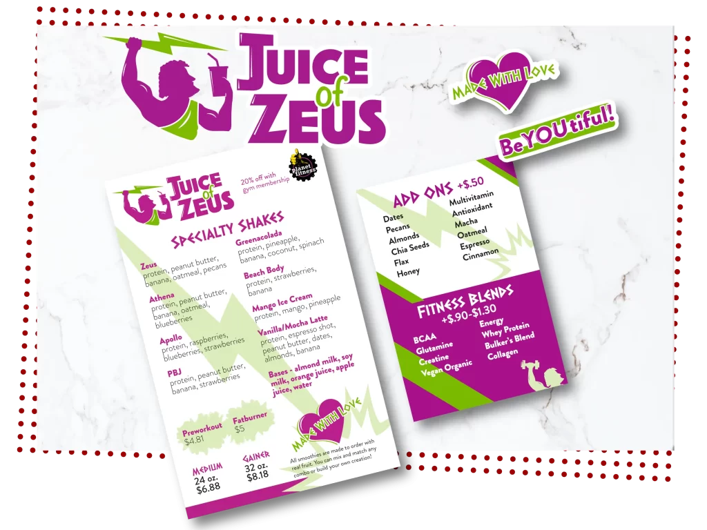 Smoothie Brand and Logo Design, Juice of Zeus